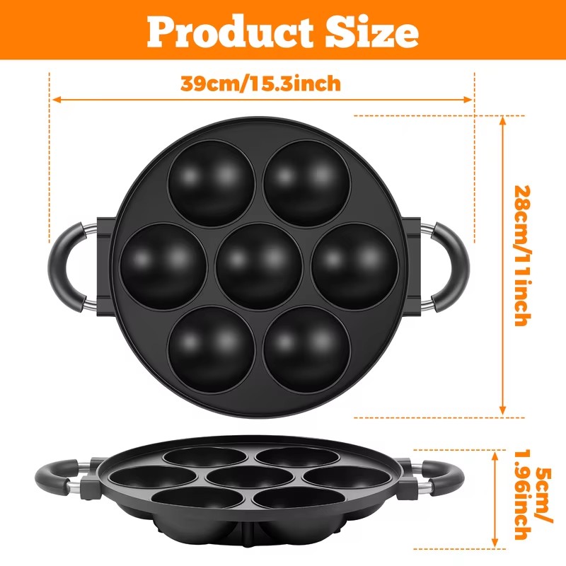 7-Cavity Aluminum Mold for Pan - Takoyaki Grill Plate review and price