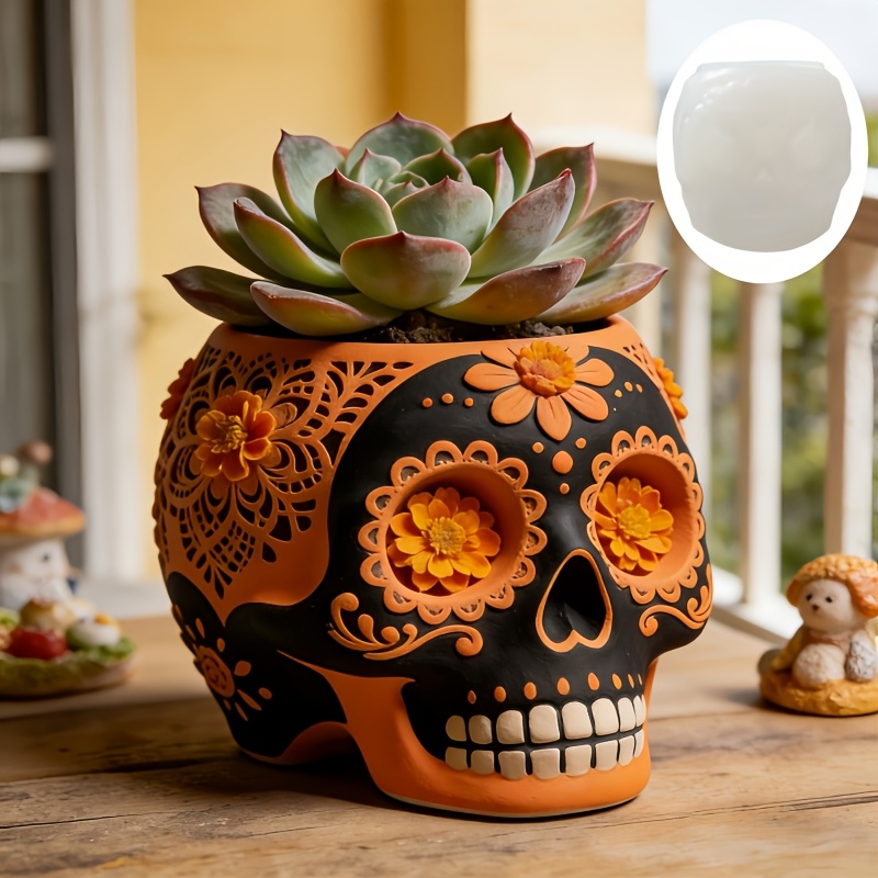 Flower relief skull succulent  - Potsticker Mold review and price